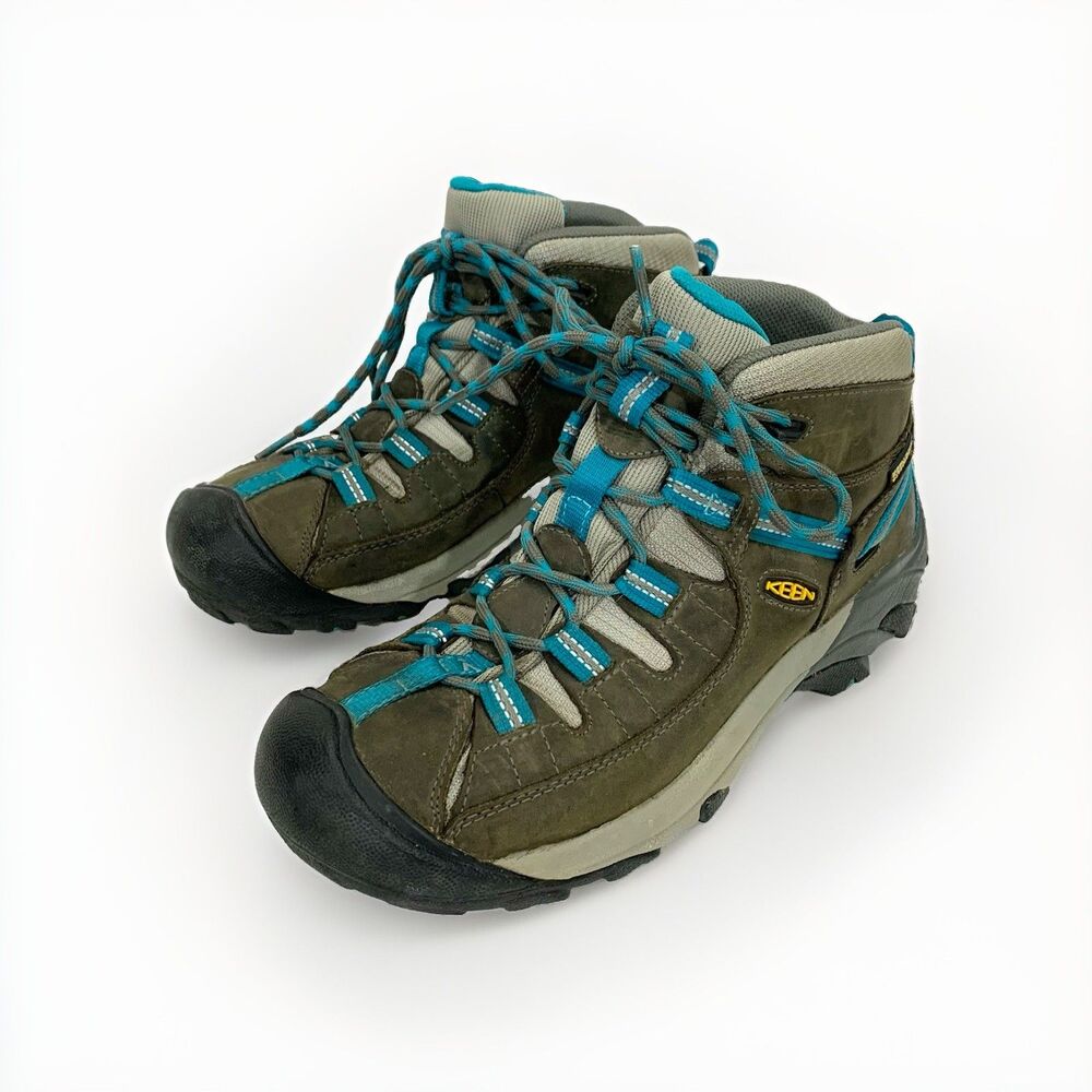KEEN Targhee II Mid Hiking Boots Gray Blue Waterproof Size 9 39.5 (No Insoles) - Picture 2 of 14